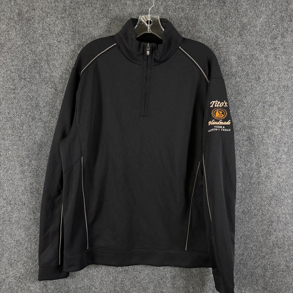 Tito's Vodka Cutter & Buck DryTec Half Zip Pullover Men's L Black Embroidered